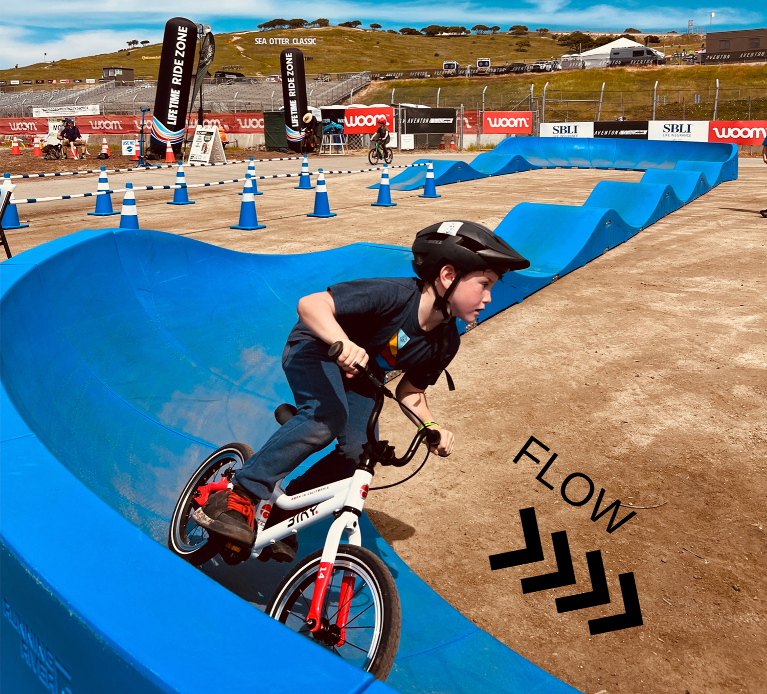 Biky kids bikes on Modular Pumptrack USA pump track at Sea Otter 2025
