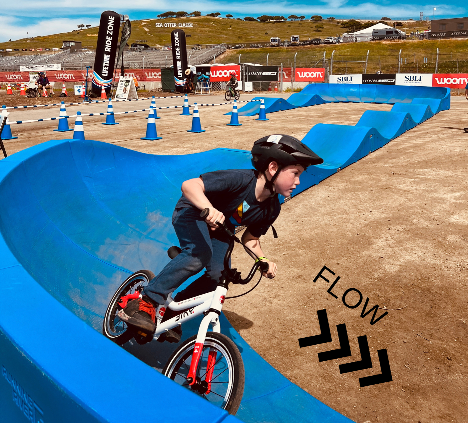 Biky kids bikes on Modular Pumptrack USA pump track at Sea Otter 2025