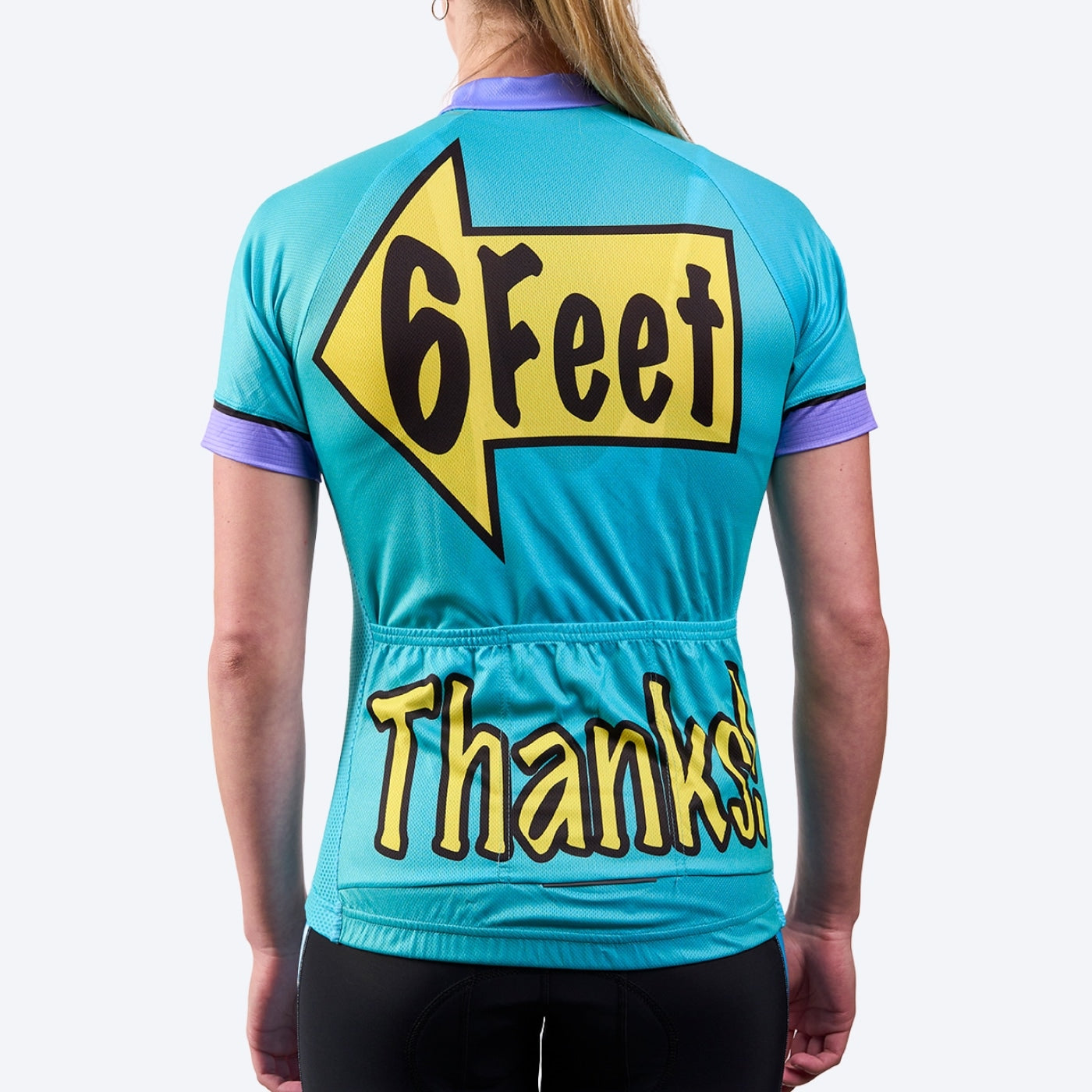 Women's Breitz!® “6 Feet, Thanks!”™ Hi-Viz Celeste Short Sleeve Cycling Jersey