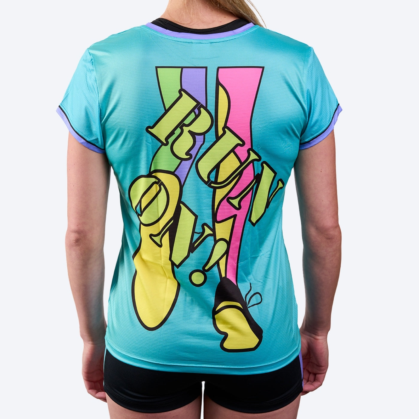 Women's Breitz!® “6 Feet, Thanks!”™ Hi-Viz Celeste Short Sleeve Tech Tee