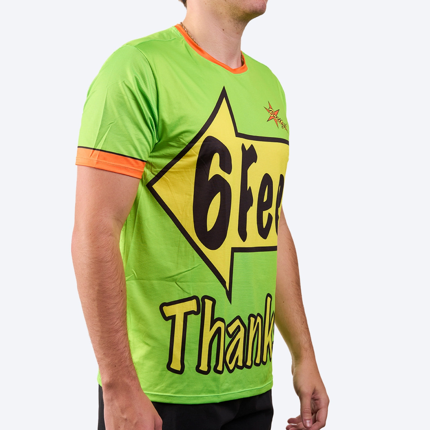 Men's Breitz!® “6 Feet, Thanks!”™ Short Sleeve Hi-Viz Green Tech Tee