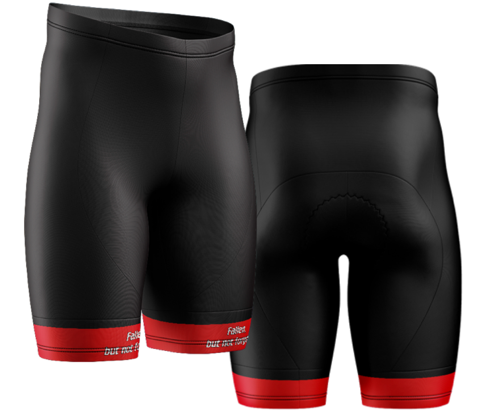 Women's Ride to Remember 2023 Rider Red Fire Fighter Power Band Cycling Shorts (no bib)