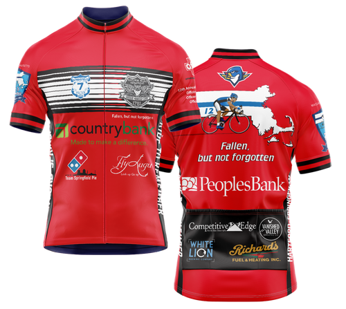 Men's Ride to Remember 2024 Red Firefighter Short Sleeve Cycling Jersey