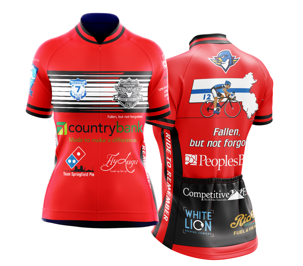 Women's Ride to Remember 2024 Red Firefighter Short Sleeve Cycling Jersey