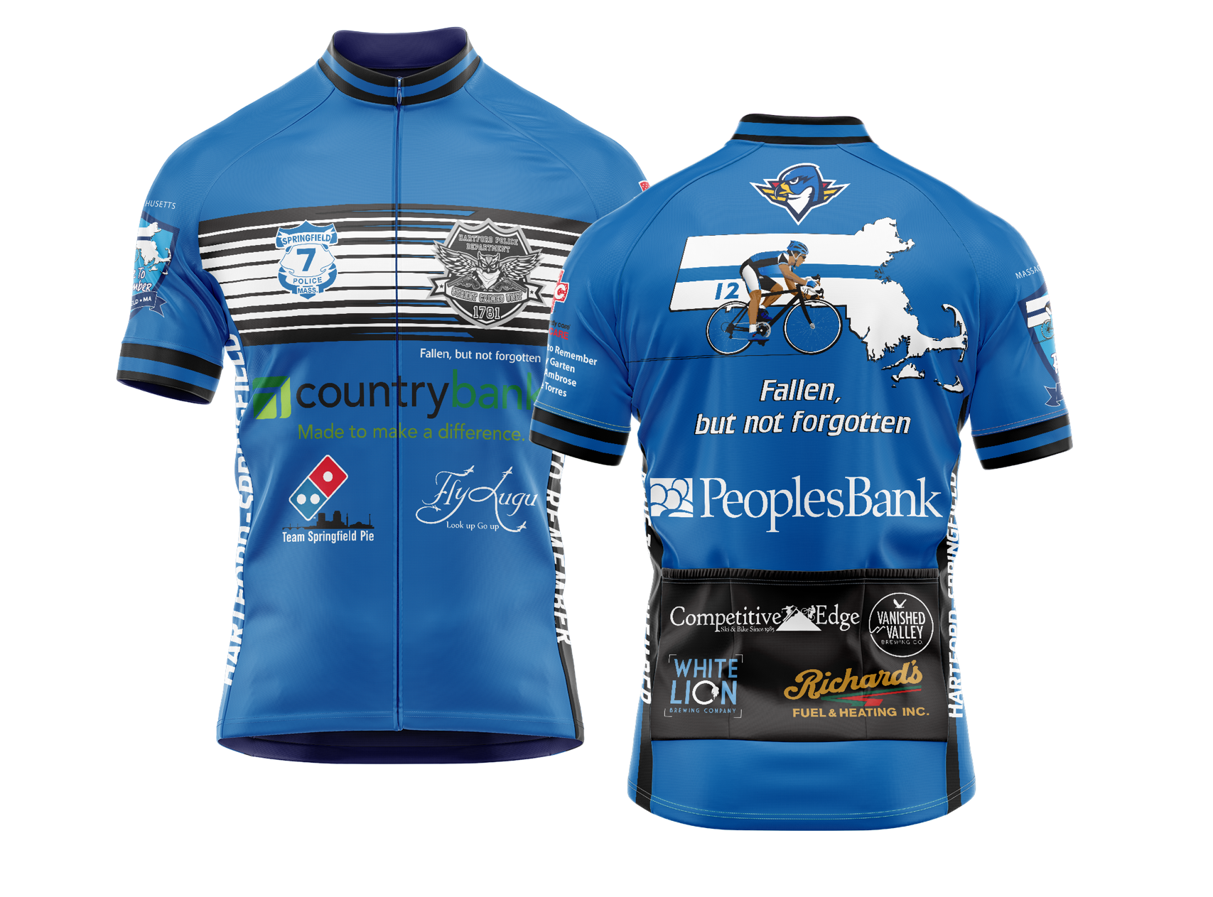 Men s Ride to Remember 2024 Blue Police Short Sleeve Cycling Jersey Breitz Wear