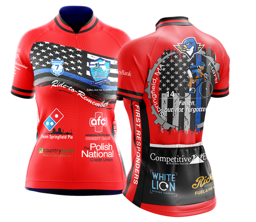 Women's Ride to Remember 2025 Red Firefighter Short Sleeve Cycling Jersey