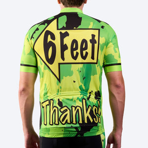 Men's 6 Feet, Thanks! Hi-Viz Green Camo-Flash Short Sleeve Cycling Jersey