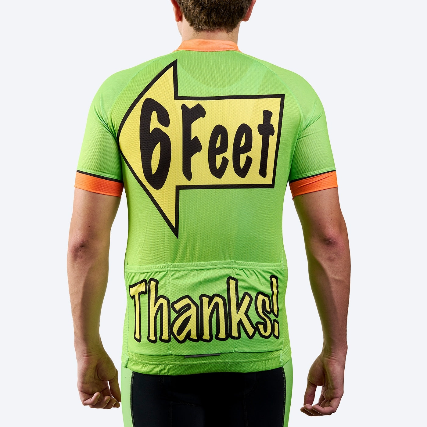 Men's 6 Feet, Thanks! Hi-Viz Green Short Sleeve Cycling Jersey