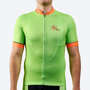 Men's 6 Feet, Thanks! Hi-Viz Green Short Sleeve Cycling Jersey