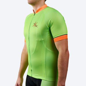 Men's 6 Feet, Thanks! Hi-Viz Green Short Sleeve Cycling Jersey