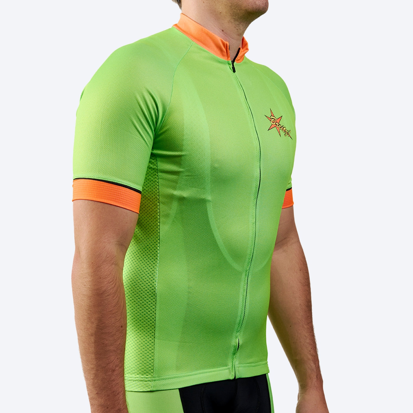 Men's 6 Feet, Thanks! Hi-Viz Green Short Sleeve Cycling Jersey