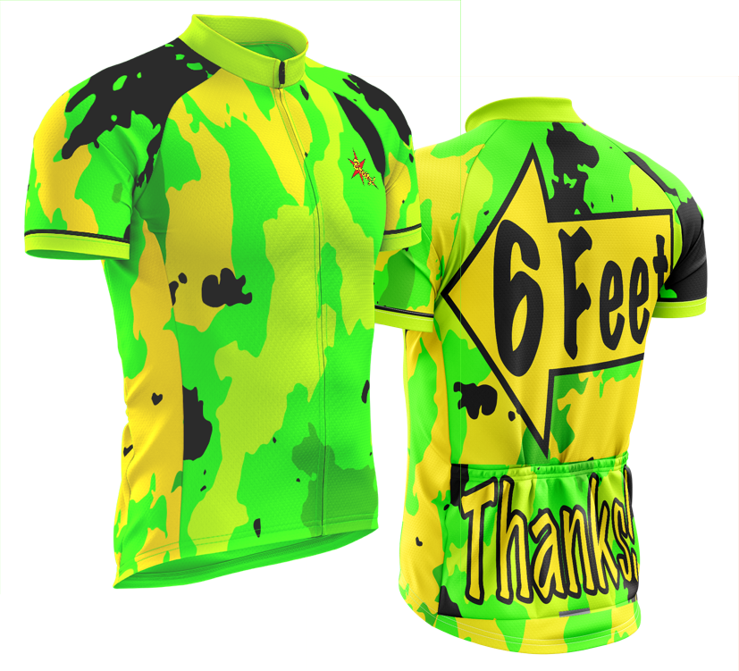 Men's 6 Feet, Thanks! Green Camo-Flash Short Sleeve Peloton Plus Cycling Jersey