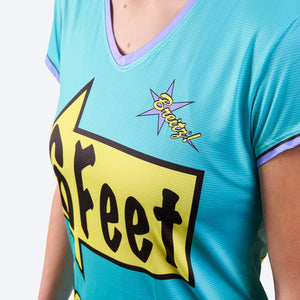 Women's 6 Feet, Thanks! Hi-Viz Celeste Short Sleeve Tech Tee