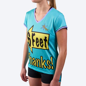 Women's 6 Feet, Thanks! Hi-Viz Celeste Short Sleeve Tech Tee