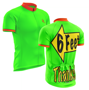 Men's 6 Feet, Thanks! Hi-Vis Green Short Sleeve Peloton Plus Cycling Jersey